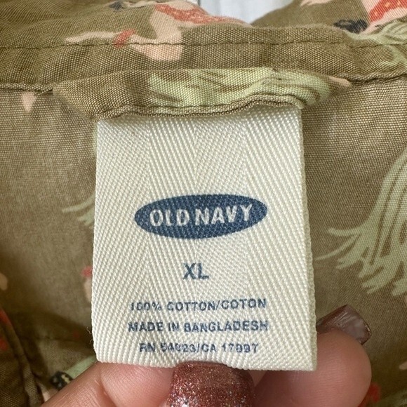 Old Navy Men's 100% Cotton Hula Girl Hawaiian Vacation Button Down Shirt XL - Picture 4 of 4